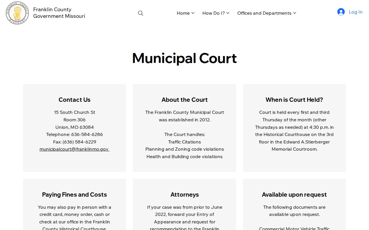Franklin County Municipal Court contacts and public procedures