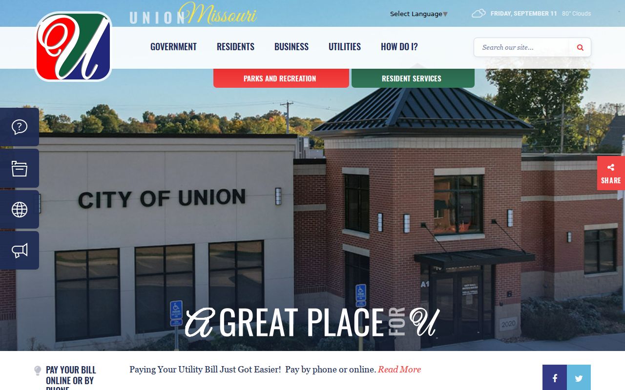 City of Union Missouri official government contact page